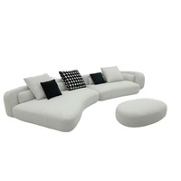 Ensemble de canapés Bessel, design minimaliste italien, canapé modulaire incurvé, tissu en laine d'agneau, rembourrage de forme personnalisée, éponge haute densité