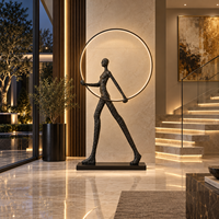 Lampadaire LED Sculpture Abstraite, Lampe sur Pied d'Art Moderne en Fer et Résine, Luminaire Décoratif pour Hall d'Hôtel, Projet d'Exemple