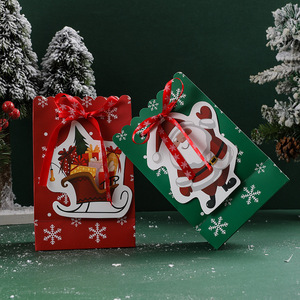 Bolsas de Papel con Fondo Cuadrado Degradables Blancas de Navidad Directas de Fábrica, Lazos Creativos, Copos de Nieve, Bolsas de Regalo Lindas para Dulces - Product Image 4
