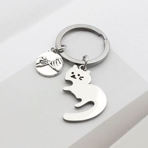 Colgante de Metal Personalizable de Fábrica para Mejores Amigos o Parejas, con Gatos Abrazándose, Llavero de Acero Inoxidable - Product Image 4