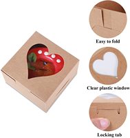 Boîte à cupcakes carrée rigide en papier kraft avec fenêtre, matériaux recyclés, emballage alimentaire pour gâteaux, cadeaux de Pâques et de la Saint-Valentin