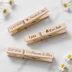 Pinces à linge gravées sur mesure, mini-pinces, clips nominatifs en bois personnalisés pour la mise en place de tables de dîner, artisanat et décoration - Product Image 2