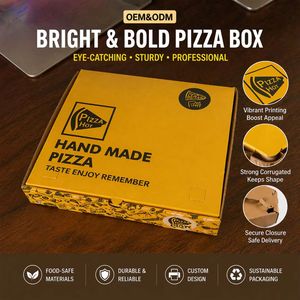 Cajas de Pizza para Llevar al por Mayor, Diseño Personalizado, Caja de Alimentos de Cartón Corrugado, Cajas de Papel para Llevar con Logotipo para Pizza - Product Image 1
