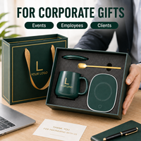Ensemble chauffe-tasse en céramique rose pour la formation des nouveaux employés, avec logo personnalisé, boîte cadeau avec couvercle et cuillère, pour cadeaux d'entreprise et cadeaux pour le personnel