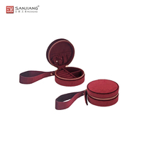 Boîte de rangement à bijoux en velours personnalisée de luxe, mini boîte ronde de voyage pour bijoux