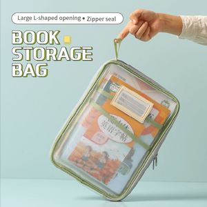 Nouvelle sacoche de rangement pour livres, sac de rangement portable, sac de rangement transparent en gaze avec fermeture éclair - Product Image 2