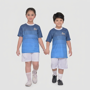 Conjunto Deportivo Unisex de Algodón de Excelente Calidad, Camiseta de Cuello Redondo y Pantalón Corto, Logotipo Personalizado para Niños de Primaria - Product Image 1