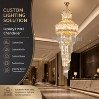 Lustre en cristal en spirale sur mesure de luxe pour hôtel, lampe à suspension longue de haute qualité pour hall d'hôtel, escalier, villa