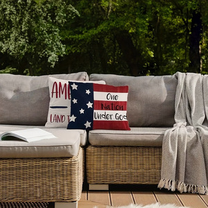 Ensemble de taies d'oreiller avec drapeau américain, 4 pièces, housse de coussin carrée lavable pour la décoration du salon - Product Image 2