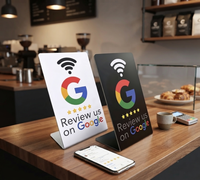 Support de Présentation pour Cartes PVC sans Contact, Cartes Cadeaux Google Play, avec Code QR et Puce NFC, Étanche et Personnalisable pour les Avis d'Entreprises