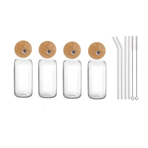 Bouteille en verre à large ouverture pour thé au lait, eau et jus, avec bouchons, 12 oz, 24 oz, 20 oz, <span class=keywords><strong>carafe</strong></span> à eau, bouteille à boisson, pot en verre - Product Image 1