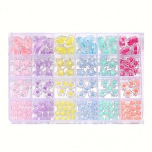 Kit de Manualidades para Hacer Pulseras de Acrílico, Cuentas Coloridas Transparentes con Forma de Corazón, Estrella y Flor, para Niñas - Product Image 2