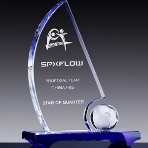 Crystal Trophy Custom Logo Engraved Crystal Trophy Glass Awards For Souvenirs Best Quality Crystal Glass Trophies