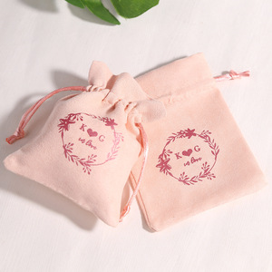 Pink Flannel <b>Drawstring</b> <b>Pouch</b> 8x10cm Jewelry Packaging Bag Rectangular Inner Storage For Accessories Wholesale - Product Image 2
