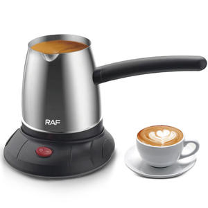 Juego de cafetera turca clásica tradicional de estilo europeo, hervidor eléctrico de acero inoxidable con mango de plástico duradero - Product Image 1