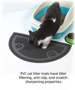Tapete de PVC para mascotas, para cuencos individuales o dobles, para gatos y perros, tapete absorbente para arena de gatos - Product Image 6