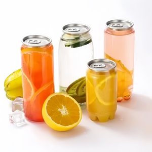 Latas <span class=keywords><strong>de</strong></span> Plástico Transparentes para Jugos y Refrescos con Anillo <span class=keywords><strong>de</strong></span> Apertura Fácil, Personalizables con Logotipo y Patrones, Venta al Por Mayor - Product Image 1