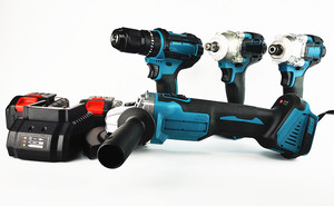 Kit Combinato <span class=keywords><strong>a</strong></span> <span class=keywords><strong>Batteria</strong></span> Multi-in-Uno con <span class=keywords><strong>Avvitatore</strong></span> <span class=keywords><strong>a</strong></span> Impulsi <span class=keywords><strong>18V</strong></span>, Smerigliatrice Angolare Brushless e Chiave Elettrica con 2 Batterie, per Makita - Product Image 2