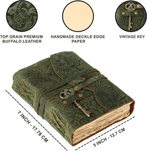 Best Quality Vintage Green Embossed Leather Journal Handmade <b>Diary</b> with Antique Key for Writing & Gifting - Product Image 4