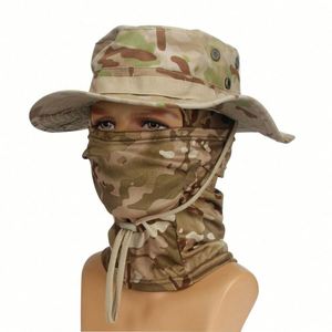Gorra Balaclava al por mayor para hombre, para escalada y camping, sombrero de pescador de camuflaje para exteriores con cordón, sombrero de pesca tipo cubo con máscara - Product Image 2