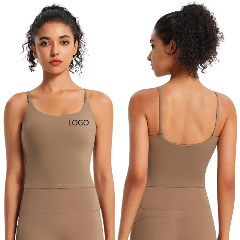 Customized Yoga Vest with Chest Pad, Shock-absorbing, High-elasticity, Quick-drying Sports Fitness and Running Training Top