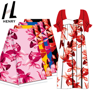 Vải <span class=keywords><strong>Polyester</strong></span> In Họa Tiết Hoa Đỏ Lớn Đẹp Nền Trắng Chất Lượng Cao Cho Đầm Mumu - Product Image 2