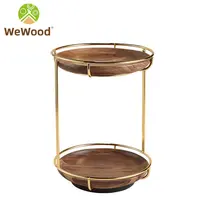 Rack em metal de luxo circular, rack rotativo multifuncional em madeira para armazenamento de joias