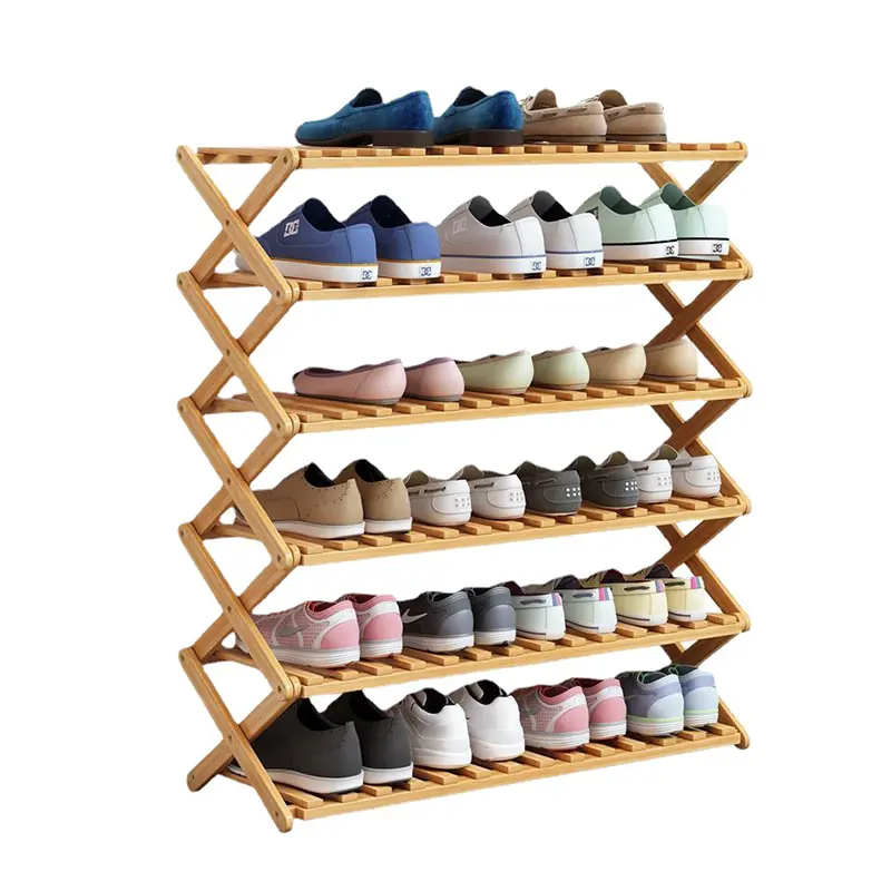 Kainice Rak Sepatu Rak Sepatu Bambu Lipat, Rak Sepatu untuk Pintu Masuk Pengatur Sepatu untuk Ruang Tamu Grosir