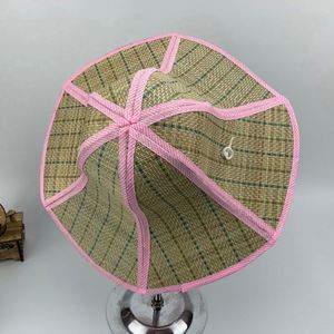 Farmer <b>Straw</b> <b>Hat</b> Hot Sell Foldable Folding OEM Unisex Adults Plain Round Ribbon & With Rope Party <b>Hats</b> - Product Image 5