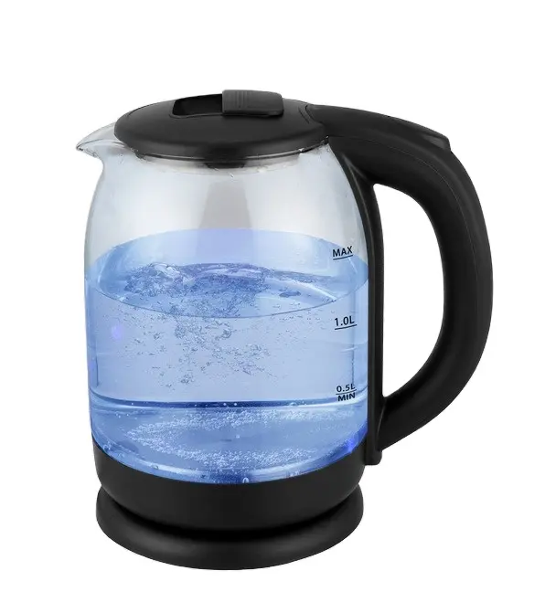 Sıcak satış mutfak aletleri mavi led 1.8L elektrikli su cam su ısıtıcısı kaynatın çay işaretleyici kaynatın-kuru koruma glss su ısıtıcısı