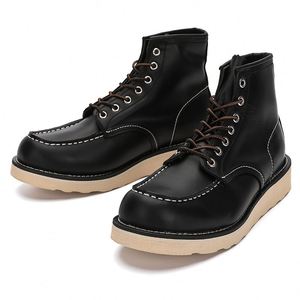 Nuevas Botas de Cuero Gruesas de Moda para Hombre, Botas de Motocicleta de Alta Calidad, Estilo Retro, Punta Redonda, Botas de Trabajo Hechas a Mano - Product Image 5