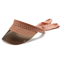 Twooo T1669 Chapeau de soleil ouvert personnalisable pour femmes Mode d'été Chapeau de soleil en rotin tissé avec ruban