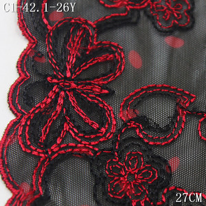 Passamaneria in pizzo ricamato a farfalla <span class=keywords><strong>con</strong></span> pois, 27 cm, in tulle morbido stampato, nylon spandex elasticizzato, ricamo nero, tessuto in pizzo per reggiseno - Product Image 4