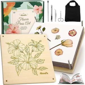 Kit d'art floral en bois Aboofx 12x12 pouces avec outils pour la préservation des fleurs séchées et la création artisanale - Product Image 1