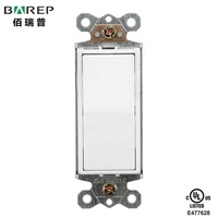 Interrupteur décoratif unipolaire Barep YGD-003 homologué CULus, 15A 120V, qualité résidentielle et commerciale, homologué UL, blanc