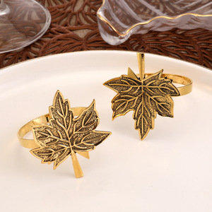 Servilletero Vintage Europeo antiguo oro hoja de arce servilletero broche Hotel Occidental restaurante servilletero anillo boca anillo de tela - Product Image 2