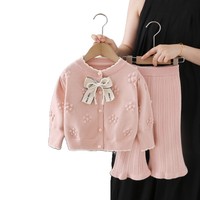 Conjunto de Dos Piezas para Niñas, Estilo Internet Celebrity, Otoño, Chaqueta de Suéter Infantil, Nuevo y Dulce