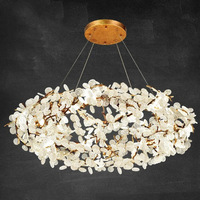 Lustre suspendu design nordique en forme de branche, avec feuilles en verre, hauteur réglable, pour salle à manger, salon et escalier
