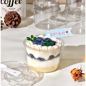 Copo Redondo de Mousse de 220ml com Tampa e Colher, Caixa Plástica Transparente PET para Sobremesas, Ideal para Bolo, Iogurte e Sorvete - Product Image 4