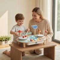 Station de jeu musicale en bois sur le thème de la forêt et de l'océan, avec effets lumineux et sonores, musique éducative pour enfants, jouet éducatif multifonctionnel