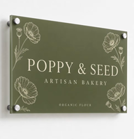 Plaque de signalisation personnalisée en acrylique pour pâtisserie, support mural avec impression UV et bords polis
