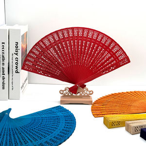 Abanico de madera tallado con diseño de girasol, recuerdo de boda, regalo promocional, en stock. - Product Image 6