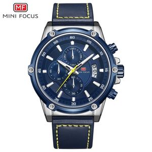 นาฬิกาข้อมือควอตซ์แท้ Mini Focus MF0175G MF 0175 กันน้ำ โครโนกราฟ เข็มเรืองแสง สายหนัง สำหรับผู้ชาย - Product Image 4