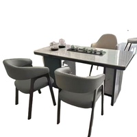 Ensemble de table à thé de luxe avec armoire de rangement grande capacité, bureau en pierre frittée pour salle d'affaires professionnelle
