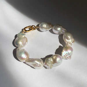 Pulsera WENCHI para Mujer, Perlas Barrocas Naturales en Forma de Cola de Pez, Bañada en Oro y Cobre, 15-16 cm, 30 g, DB2-12, Accesorio Artesanal - Product Image 6