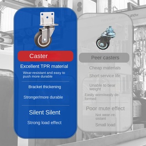 Maßgefertigte TPR Geräuscharme Einlagige L-förmige Rollen 1,5 Zoll 2 Zoll für Nachttisch Aktenschrank Mobile Rollen mit Bremse - Product Image 3