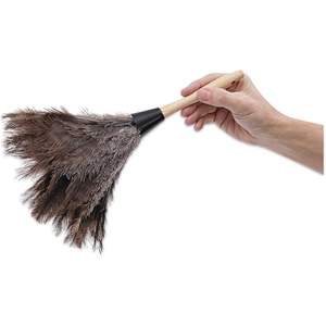 14 pouces. Plumeau professionnel en plumes d'autruche grises pour le nettoyage des voitures et des foyers, avec manche en bois - Product Image 6