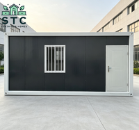 Maison Modulaire Préfabriquée Noire de 20 pieds avec Abri de Pluie pour Jardin, en Panneaux Sandwich, Détachable