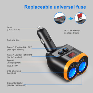 Cargador Rápido para Auto de 12V, Adaptador USB de 5 Puertos con Encendedor de Cigarrillos, Compatible con <span class=keywords><strong>iPhone</strong></span> y Samsung <span class=keywords><strong>12</strong></span>-24V - Product Image 2