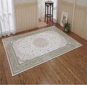 Luxuriöses Material Grün Persisch Design Shinn ing Velvet 3D-Druck Teppich Wasch barer Wohnzimmer Teppich